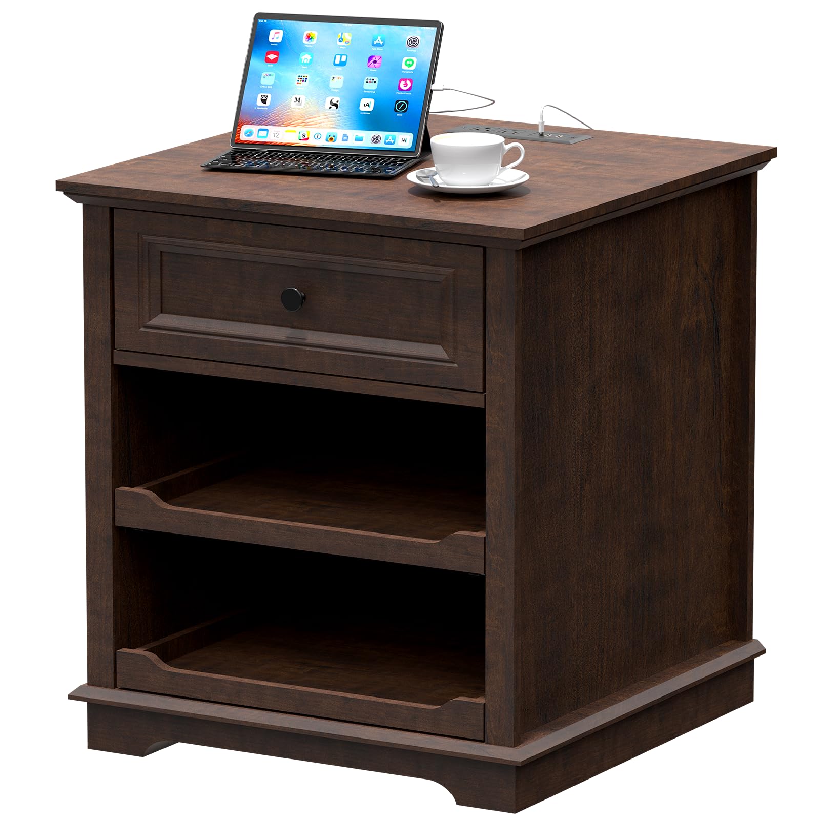 24" Large End Table with Charging Station