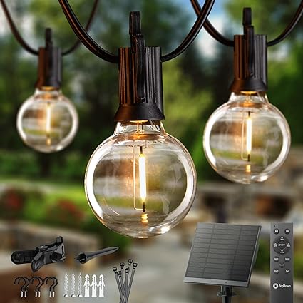 Solar String Lights Outdoor with Remote Cable Ties and Hooks, Commercial Grade