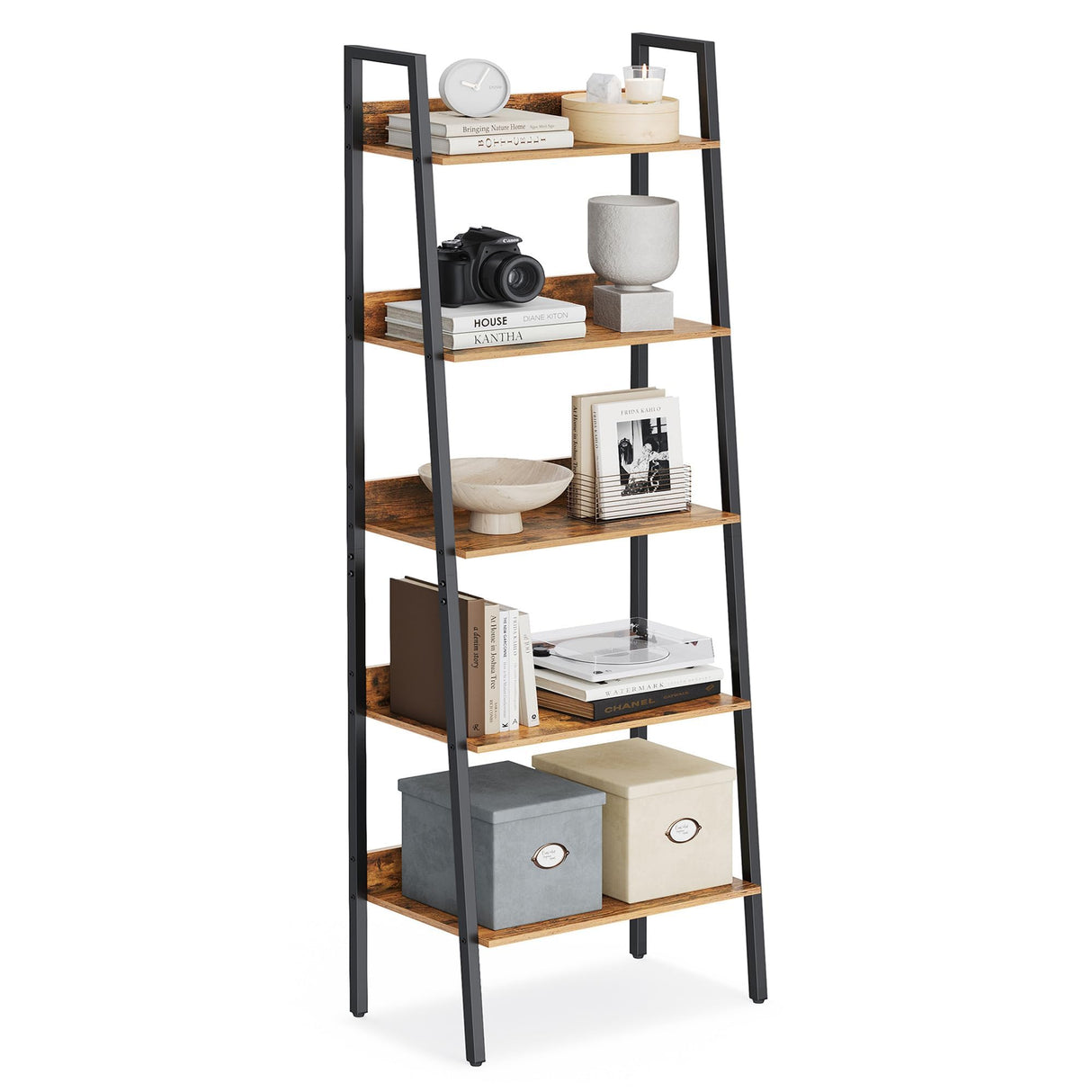 Bookshelf, 5-Tier Narrow Bookcase, Ladder Shelf for Home Office, Living Room, Bedroom