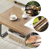 Rustic Coffee Table, Industrial Solid Wooden Tea Table, Farmhouse Real Wood Center coffe