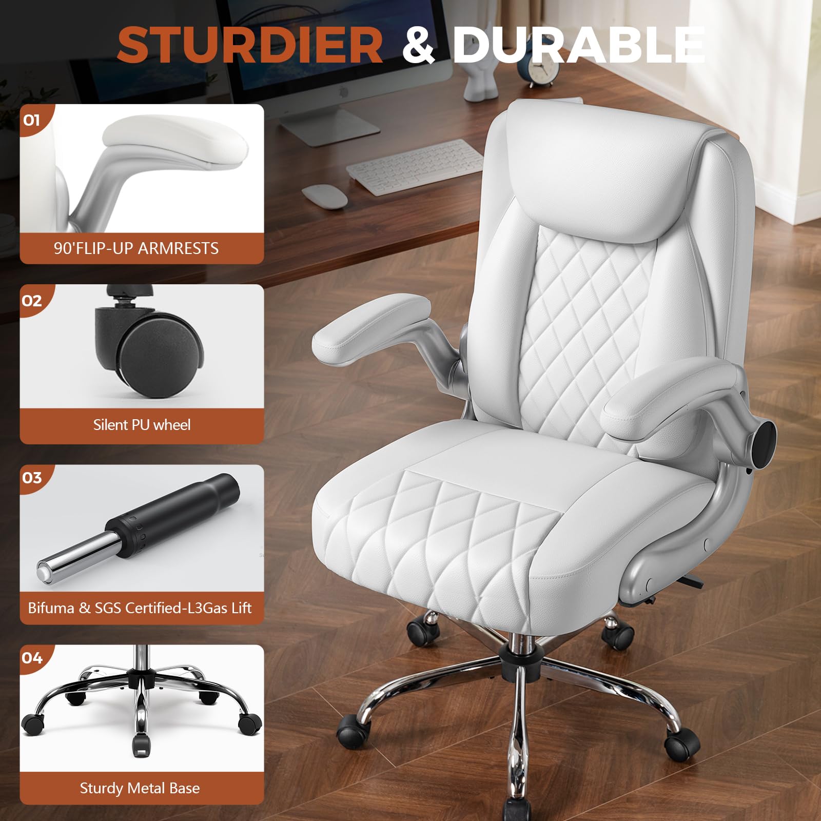Ergonomic Office Chair with Flip-Up Arms & Lumbar Support