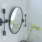 Round Pivot Bathroom Mirror - 24" Black Metal Framed Tilting Wall Mount