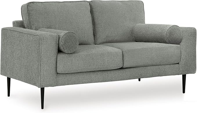 Hazela Contemporary Loveseat with 2 Bolster Pillows, Beige