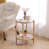 Rattan Nightstand Side Table, Bamboo Accent Bedside Tables, Glass Coffee Tables