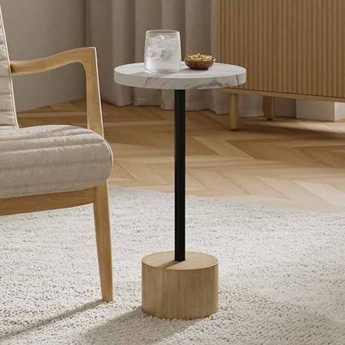 Round Metal Drink Table, Pedestal Drink Desk, Modern Home, Bedroom