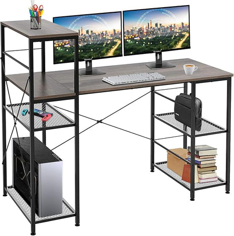 Computer Desk with Shelves 52 Inch, Modern Home Office Desk