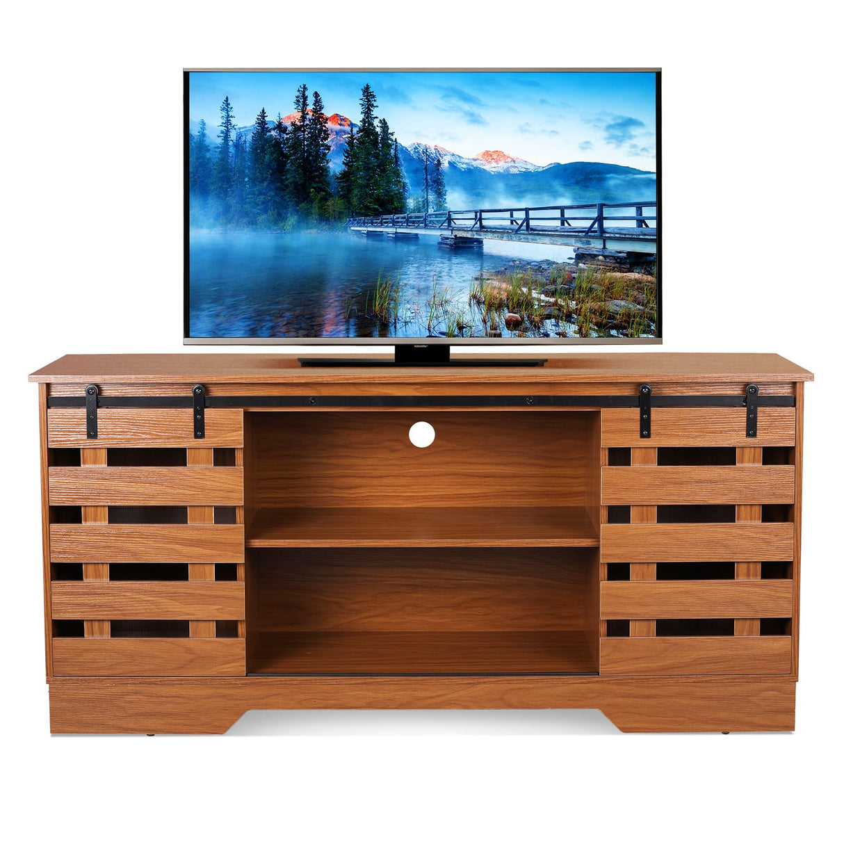 Farmhouse TV Stand for Televisions up to 65 Inches, Modern Entertainment Center