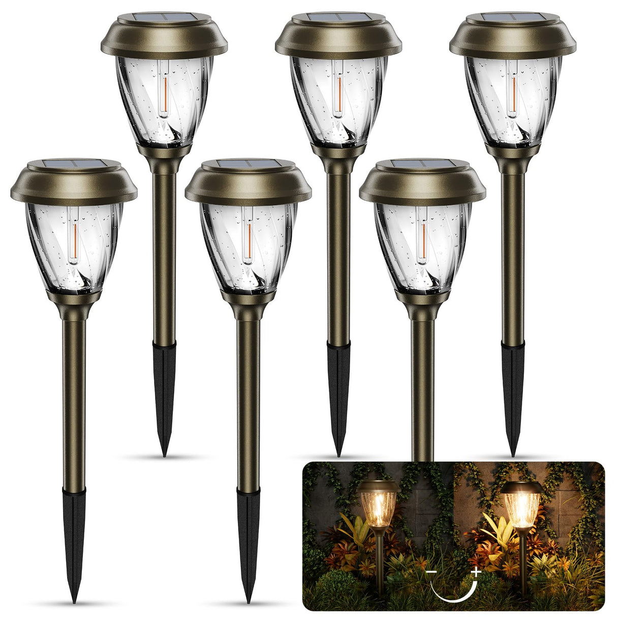 Solar Pathway Lights Outdoor, 10/25 LM in 2 Lighting Modes