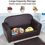 Couch, 2 in 1 Double Seat Children's Sofa w/Under Seat Storage, PU Leather Surface,