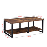 Industrial Coffee Table for Living Room, Sturdy Wood and Metal Cocktail Table