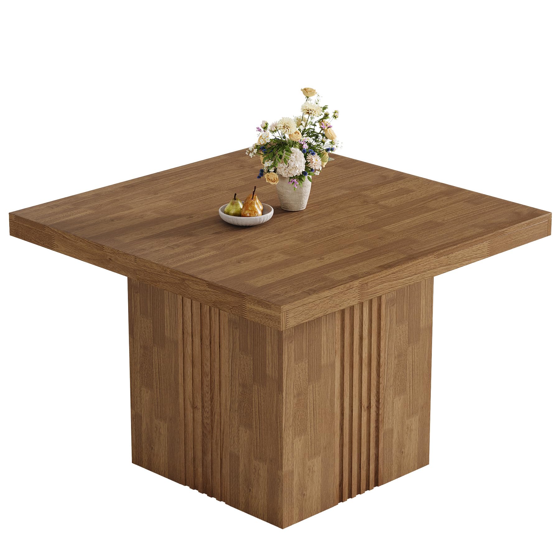 39-Inch Square Dining Table for 4 with Fluted Pedestal Base