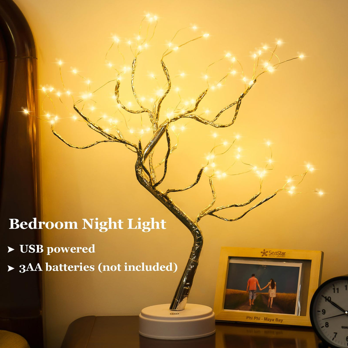 Room Decor, 20" 108 LED Tabletop Bonsai Tree Light, DIY Artificial Tree Lamp, Battery