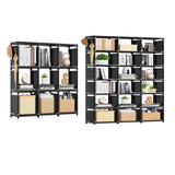 Book Shelf, 9+18 Cube Storage Organizer, DIY Bookcase, Metal Cube Bookshelf, Tall Book case for Bedroom, Living Room,Office, Closet Storage Organizer, Black Cubicle Storage Rack-Black