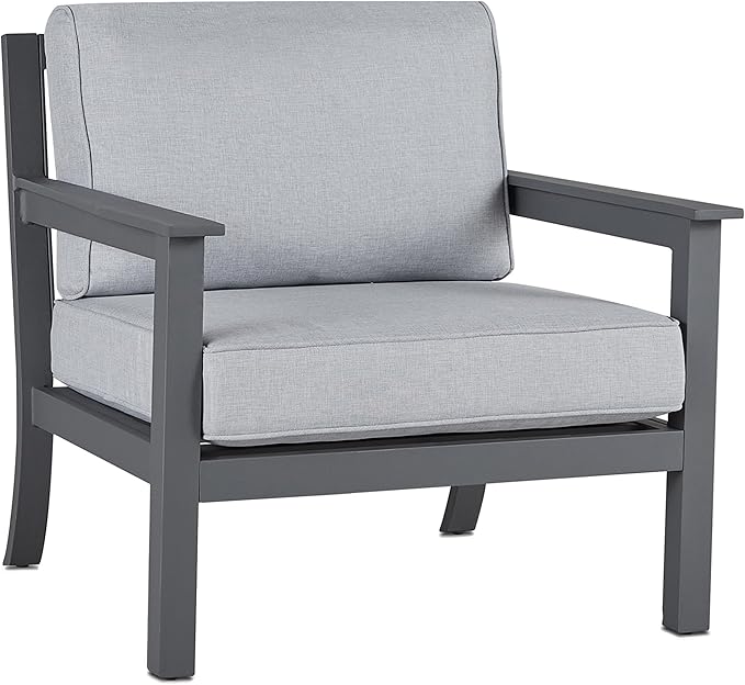 Ortun Outdoor Loveseat with Cushions - Two-Seater Couch - Aluminum Frame