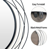 26.8" Round Black Wall Mirror - Large Circle Mirror with Metal Frame