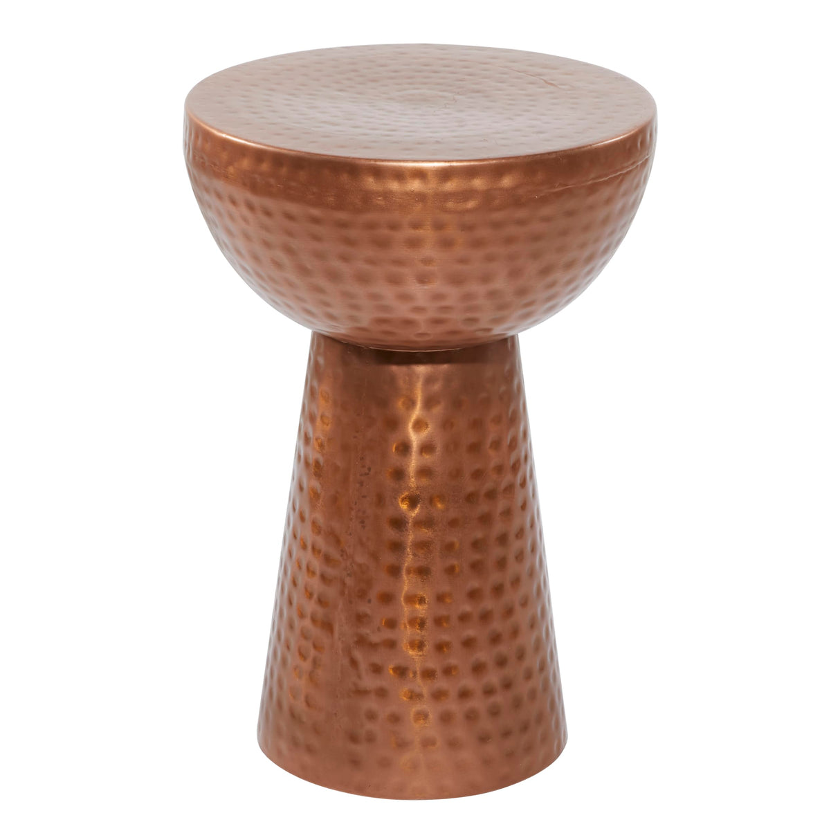 Deco 79 Metal Handmade Side End Accent Table End Table with Hammered Design, Side Table 14" x 14" x 20", Copper - Bircata