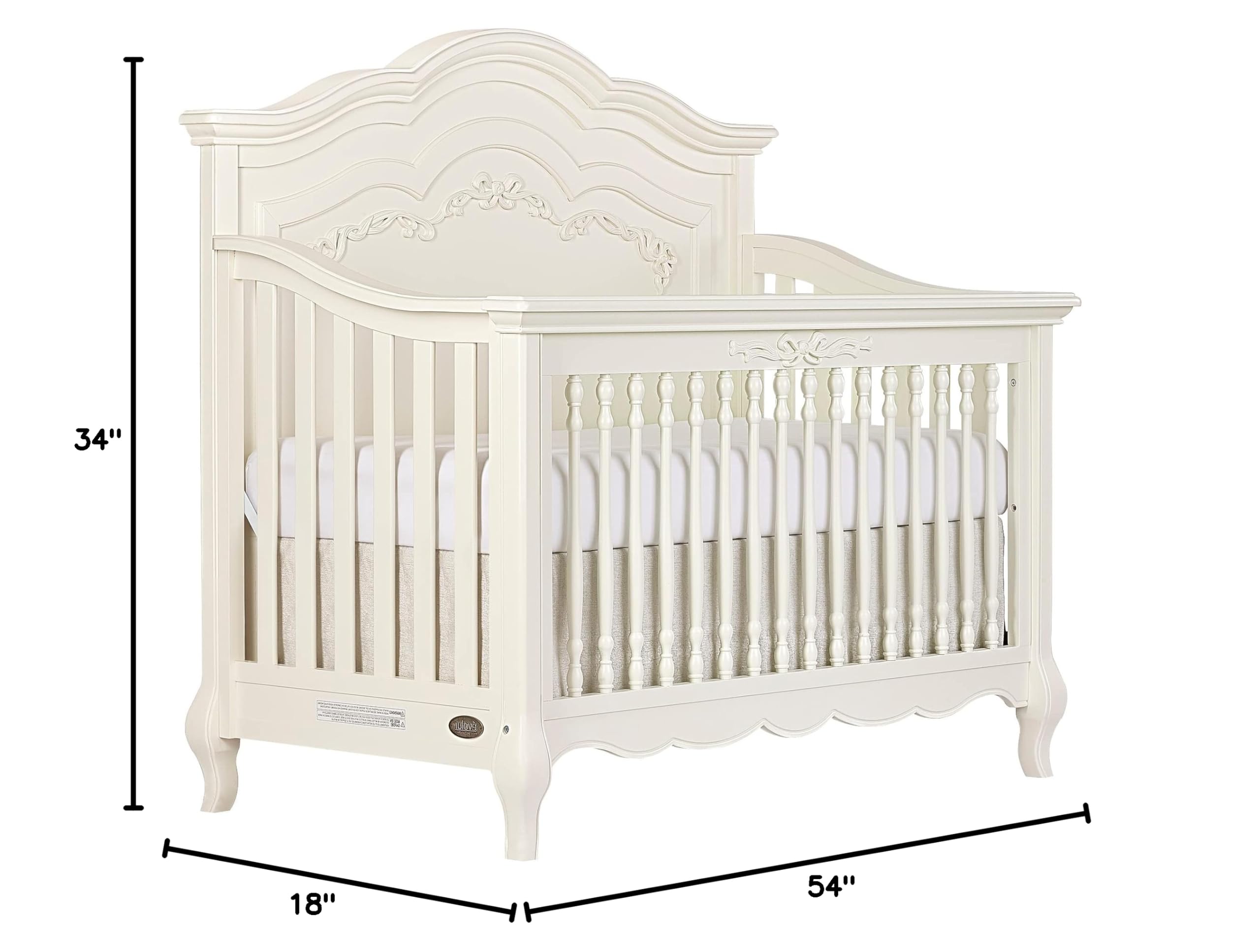 Aurora 5-In-1 Convertible Crib In Ivory Lace, Greenguard Gold Certified