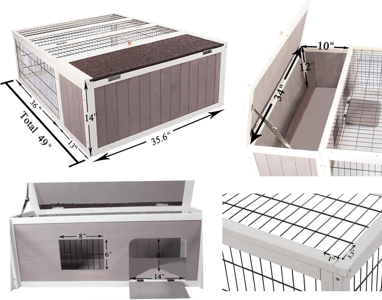 Tortoise House Habitat Wooden Small Animal Hutch Enclosure Indoor/Outdoor