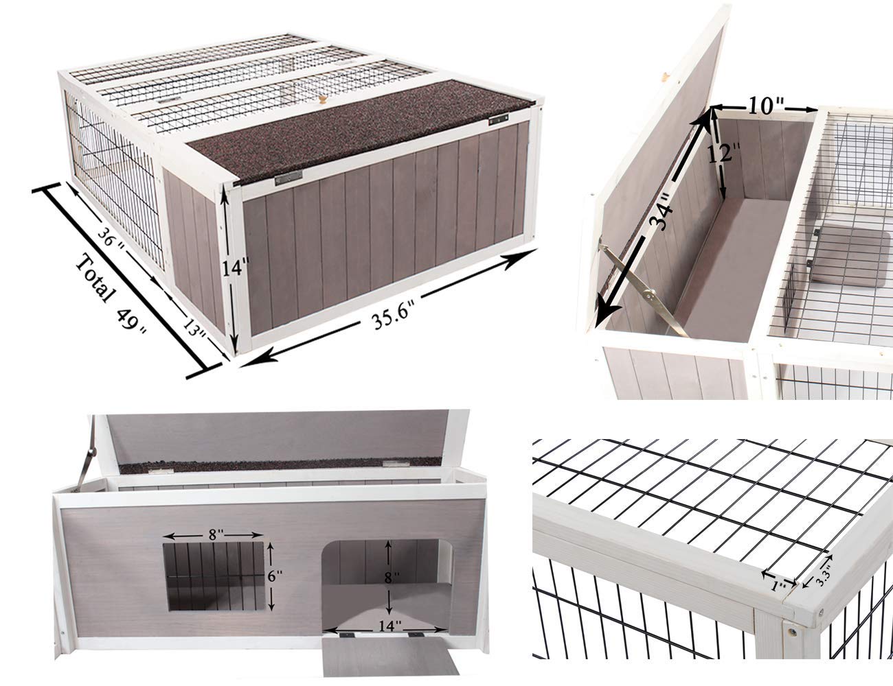 Tortoise House Habitat Wooden Small Animal Hutch Enclosure Indoor/Outdoor