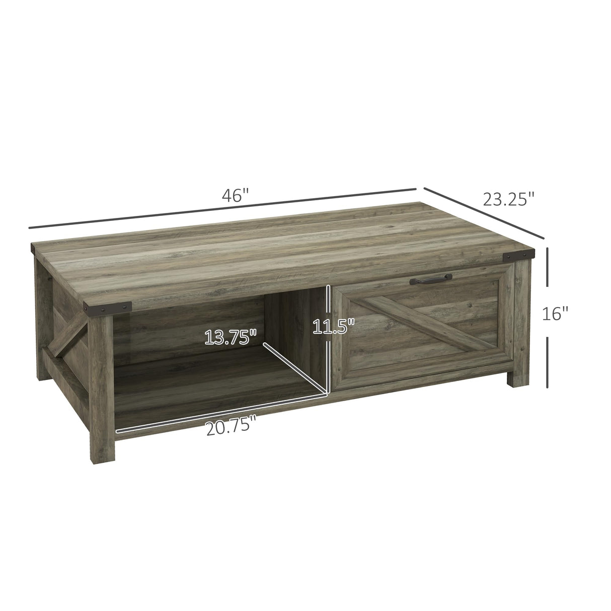 Farmhouse Coffee Table with Storage and Drawer, Rustic Coffee Table for Living Room,