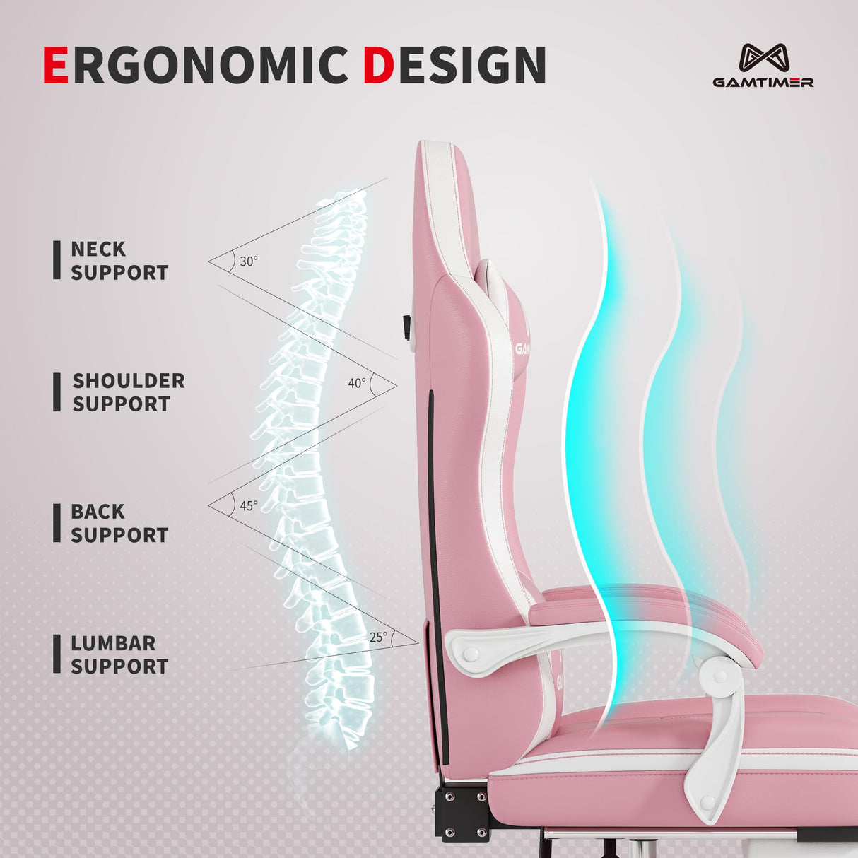 Ergonomic Gaming Chair with Footrest and Lumbar Support