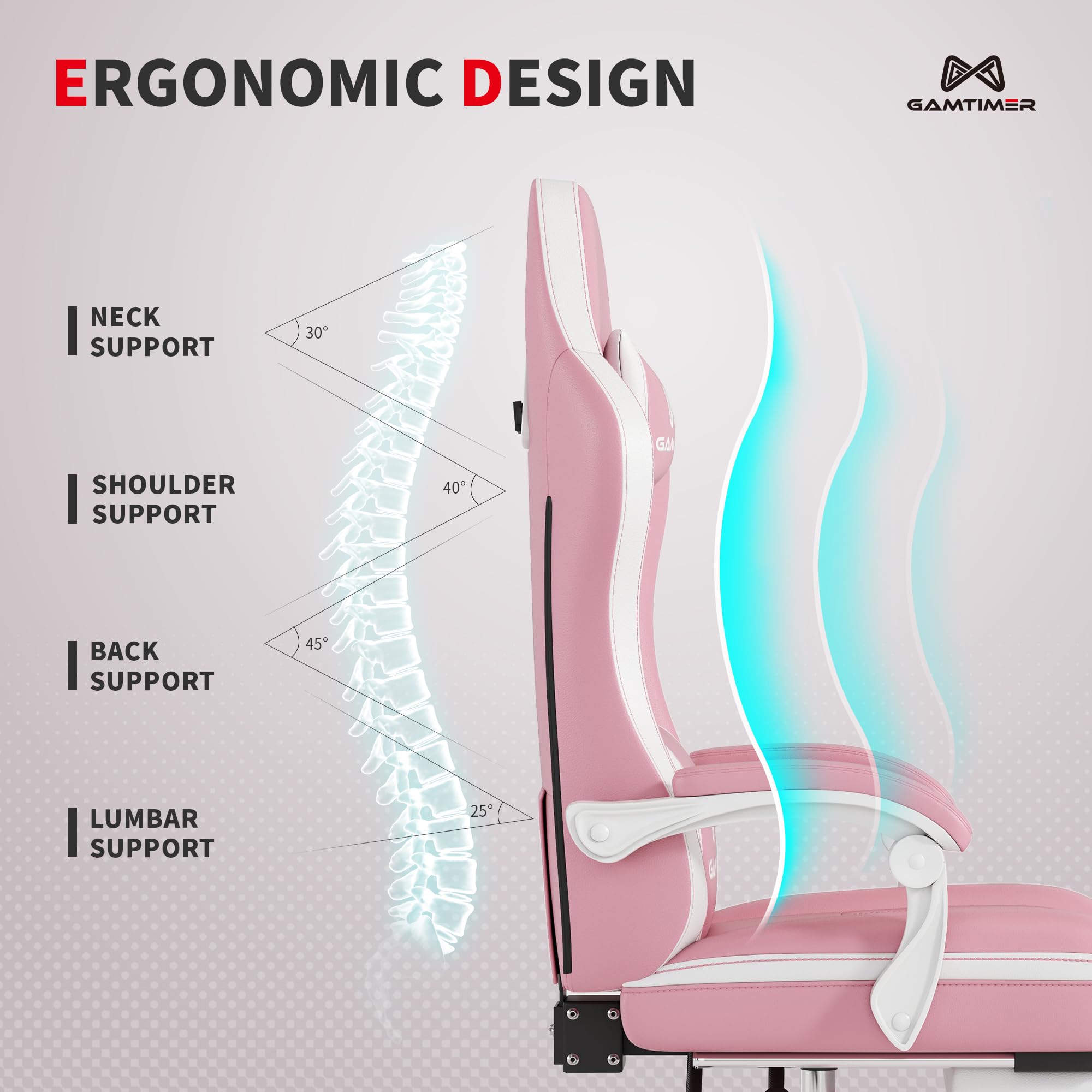 Ergonomic Gaming Chair with Footrest and Lumbar Support