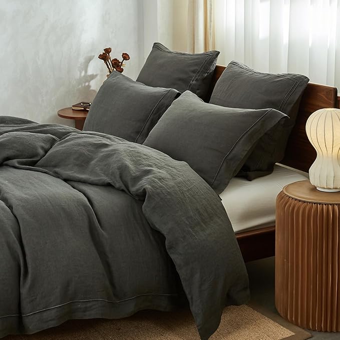 3 Pieces Soft Farmhouse Comforter Set with Button Closure,1 Duvet Cover