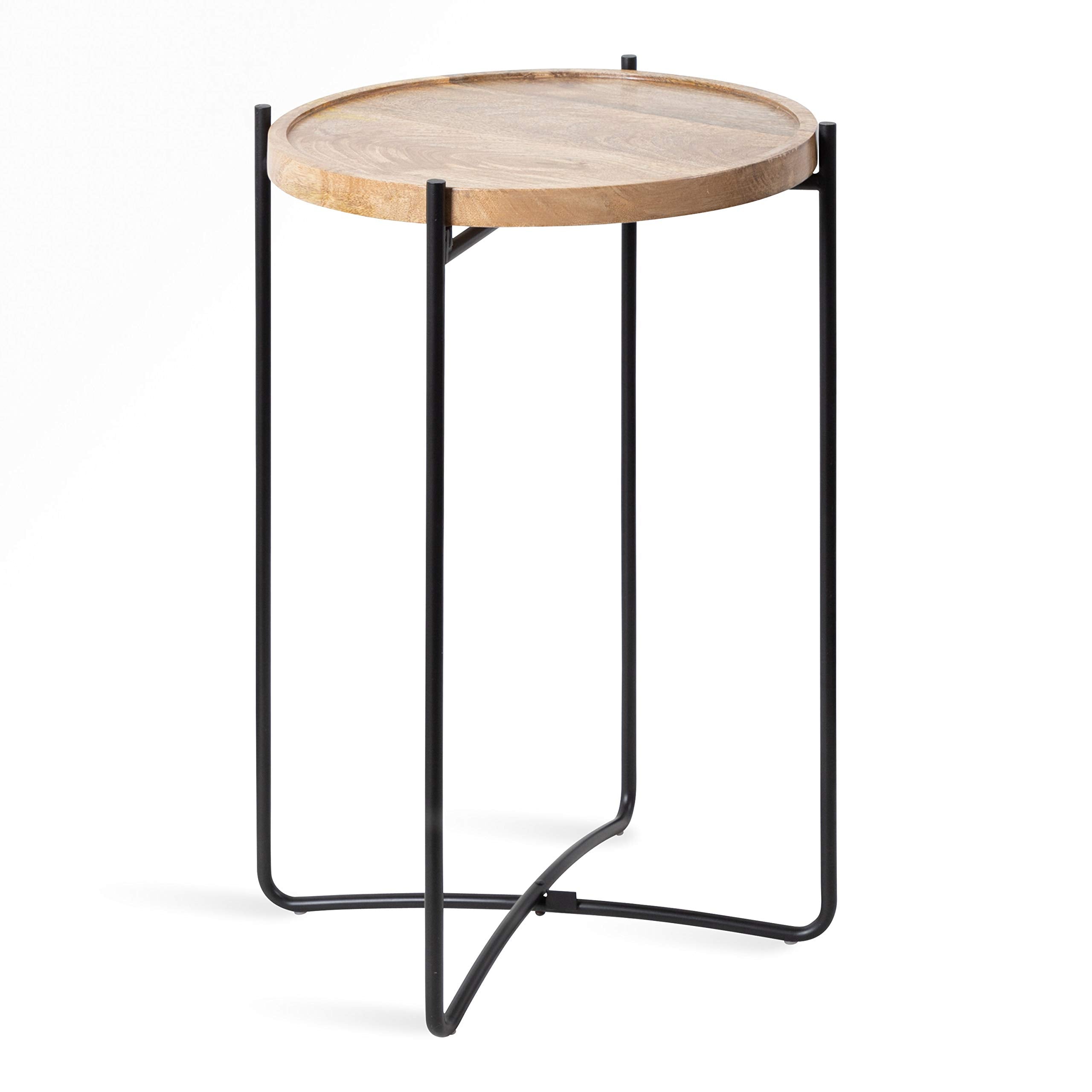 Vale Modern Side Table, 15.5 x 15.5 x 25, Natural Rustic and Black