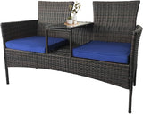 Outdoor Rattan Patio Loveseat,Wicker 2-Seat Outdoor Loveseat