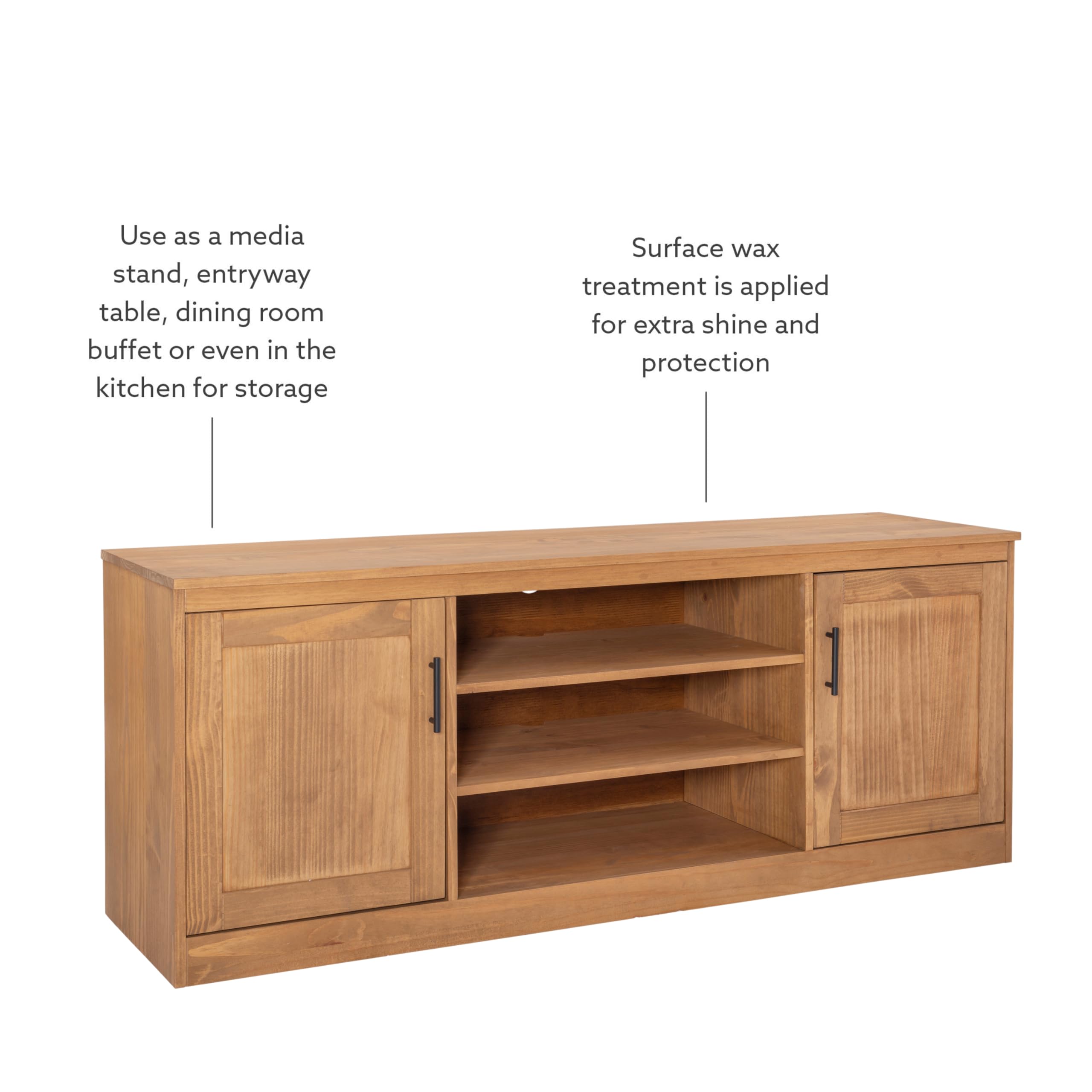 Natural Victor Solid Brazilian Pine Two Door TV Media Stand