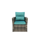 6-Piece Outdoor Furniture Conversation Sofa Set PE Rattan Wicker