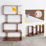 RICOO WM071-ER Storage Shelf 129 x 70 x 25 cm Bookcase Wooden Furniture Organiser Large Capacity 4 Compartments Open Oak Colour Brown