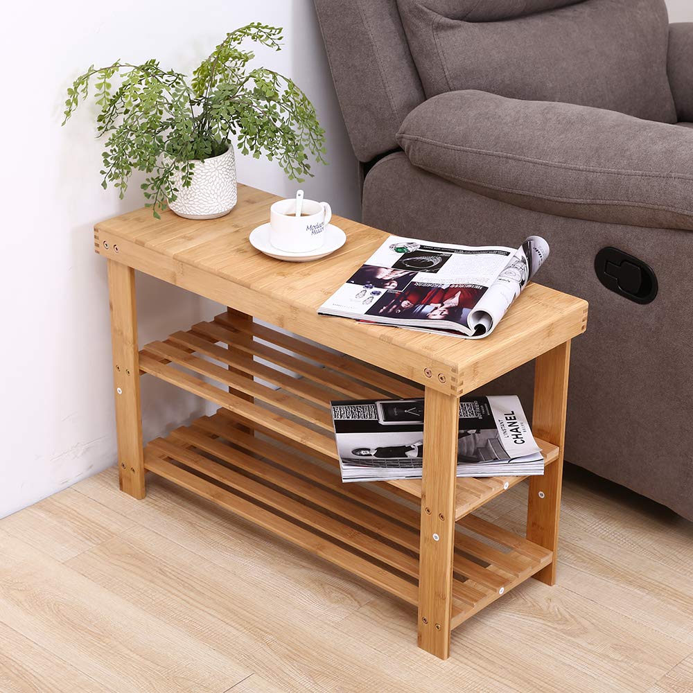 Bench 3 Tier Entryway Seat Shoe Organizer Storage Shelf