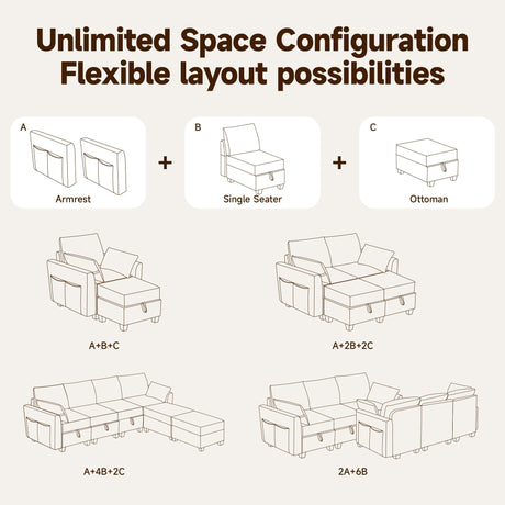 81.5'' Convertible Sectional Sofa Couch, 3 Seats L Shaped Linen Fabric Modular Sofa