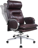 Genuine Leather Modern Executive Chair High-Back Support 90 to 150 Degrees Tilt