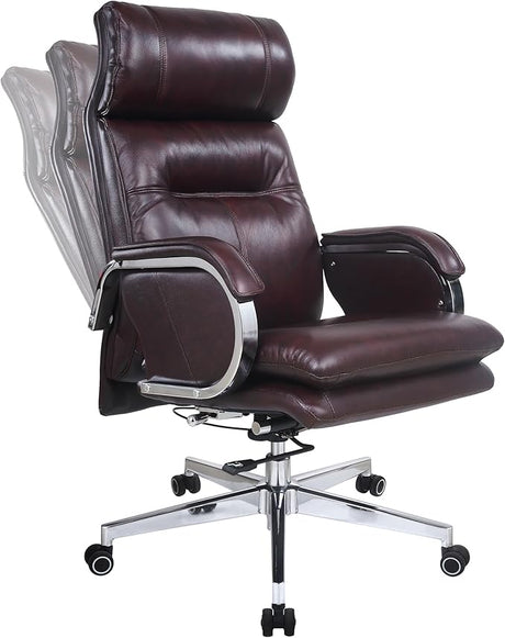 Genuine Leather Modern Executive Chair High-Back Support 90 to 150 Degrees
