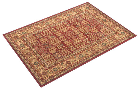 SAFAVIEH Mahal Collection Area Rug - 6'7" x 9'2", Red & Natural, Traditional Oriental Design, Non-Shedding & Easy Care, Ideal for High Traffic Areas in Living Room, Bedroom (MAH697A)