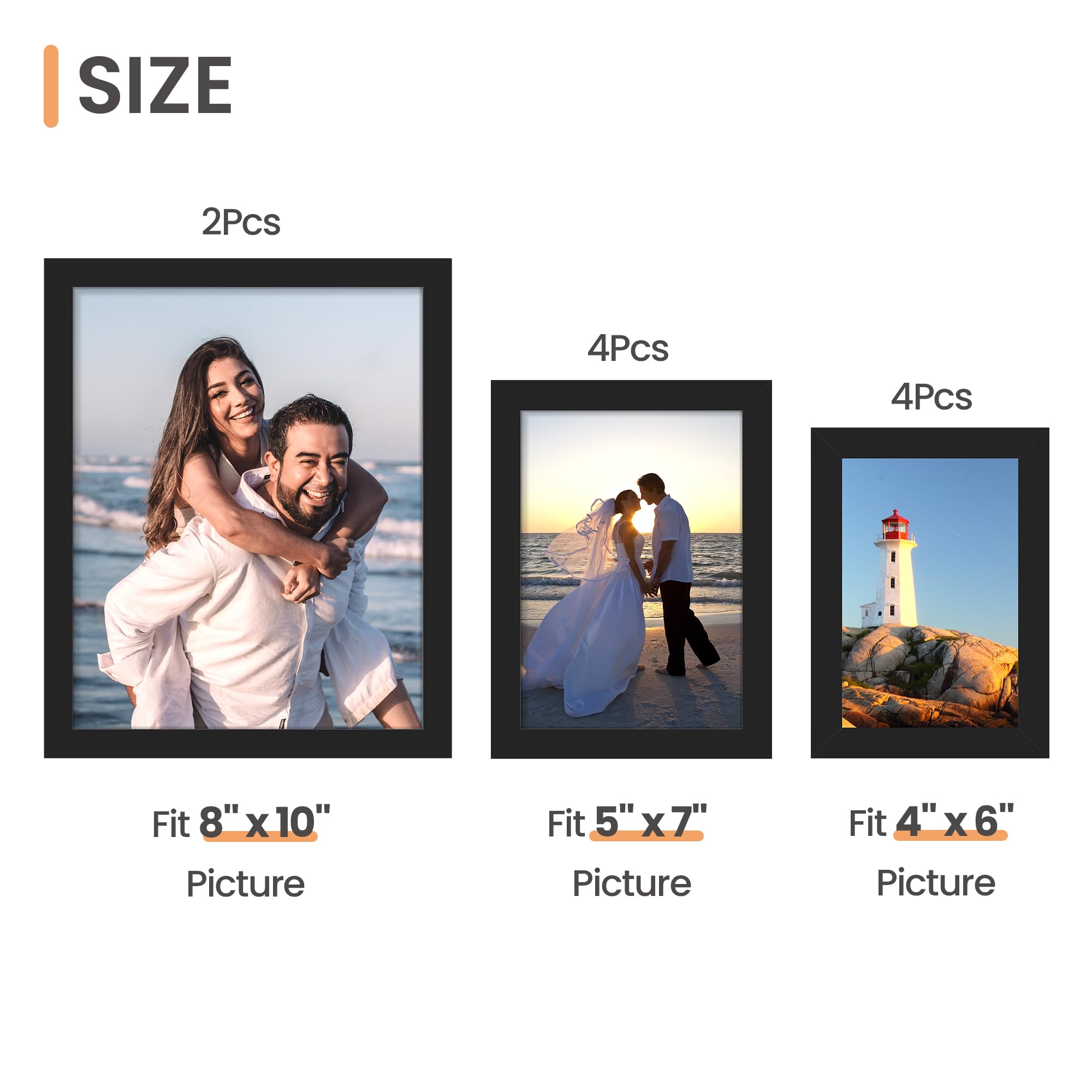 10 Pack Picture Frames Collage Wall Decor with Glass