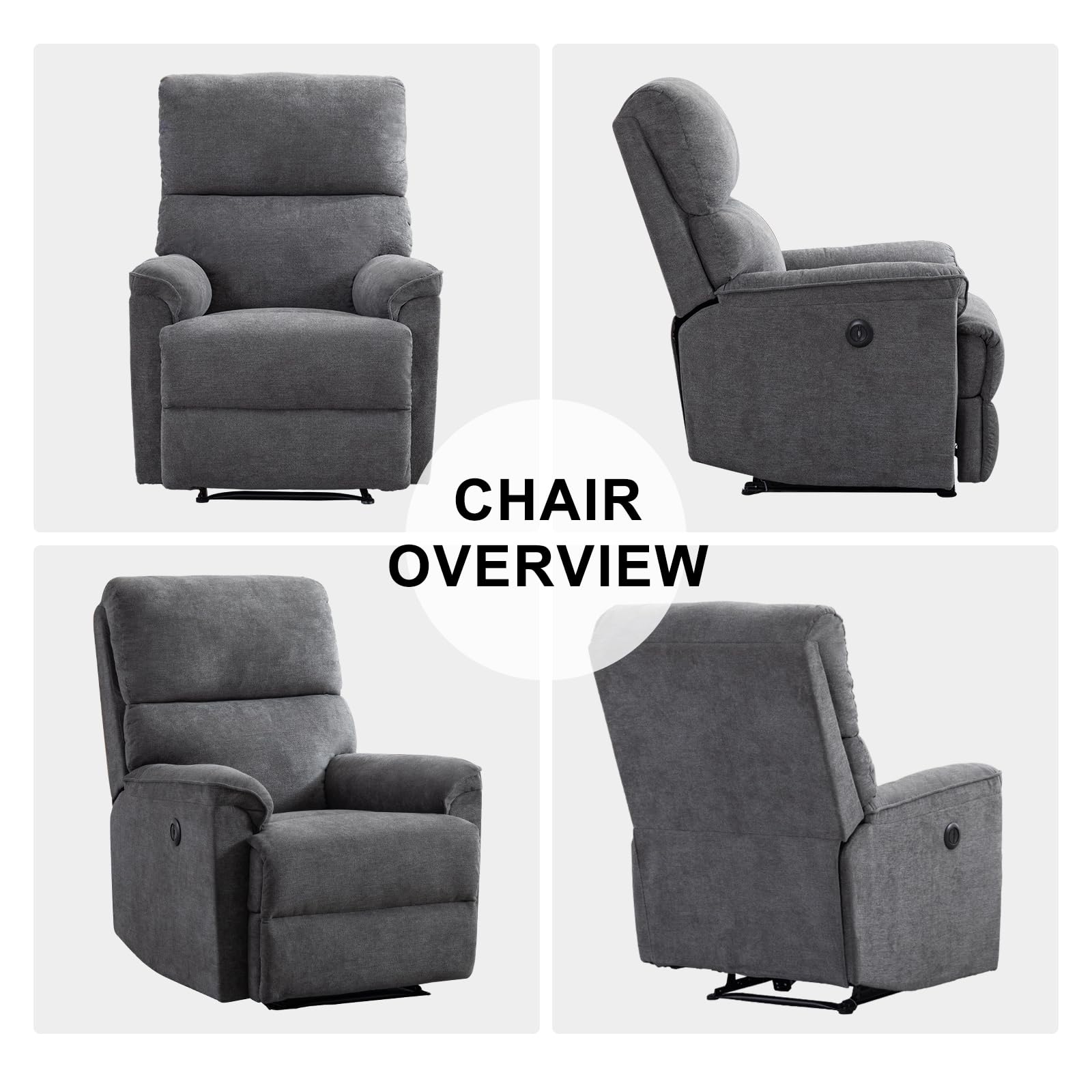 Nuvatech Minimalist Electric Recliner Chair with USB & Ergonomic Design