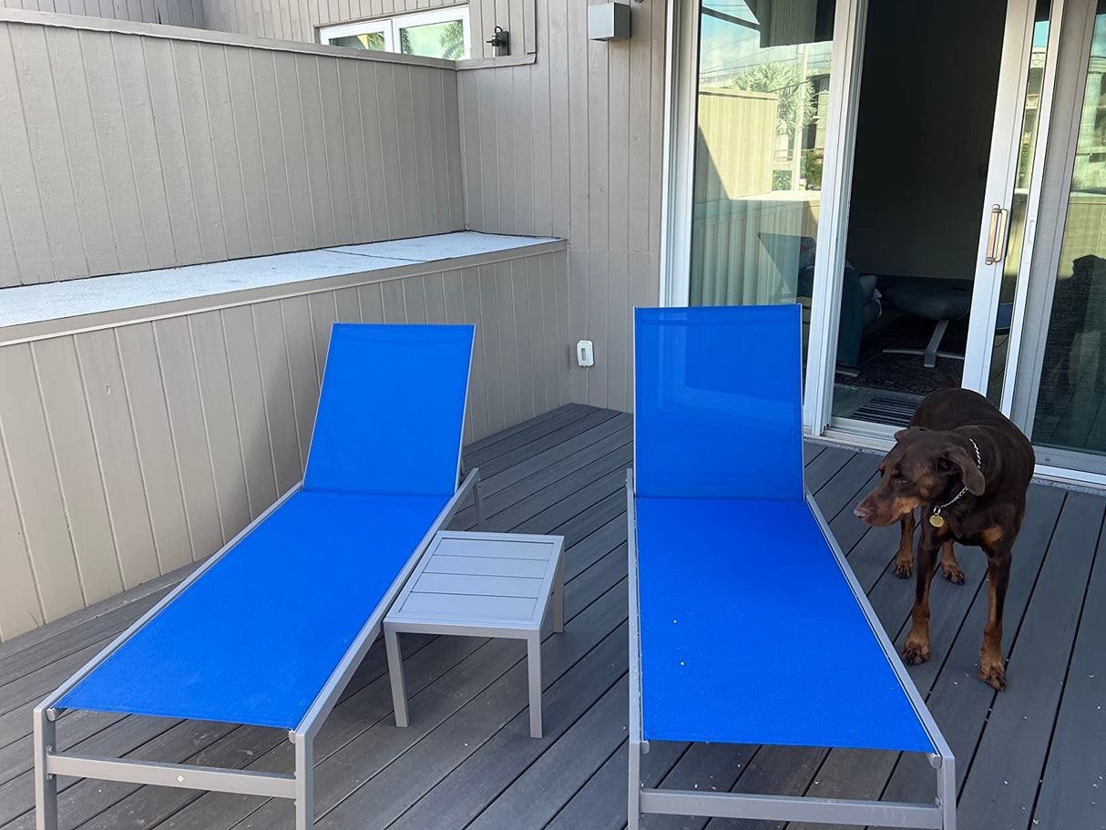 Patio Chaise Lounge Set, Aluminum Pool Lounge Chairs with 5 Adjustable Position