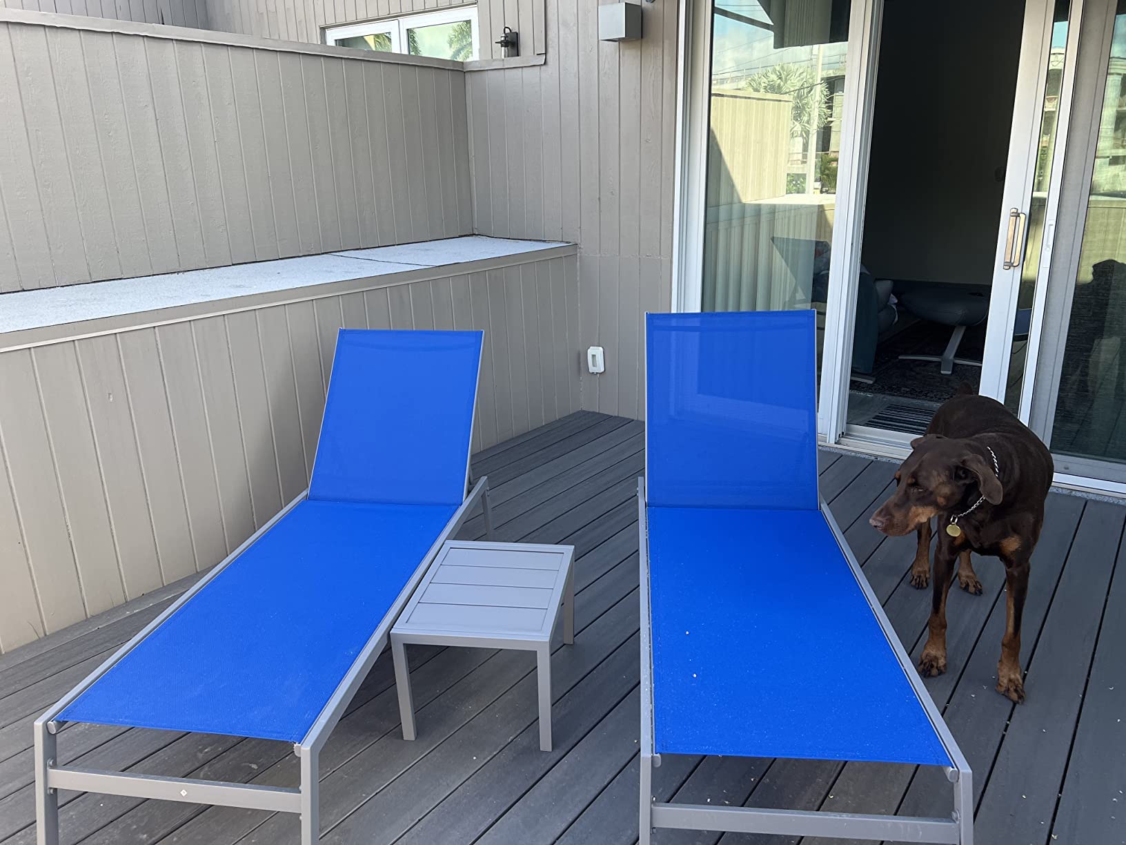 Patio Chaise Lounge Set, Aluminum Pool Lounge Chairs with 5 Adjustable Position