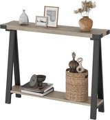 Farmhouse Console Table, 43.3" Entryway Table with Storage, 2 Tier Sofa Table
