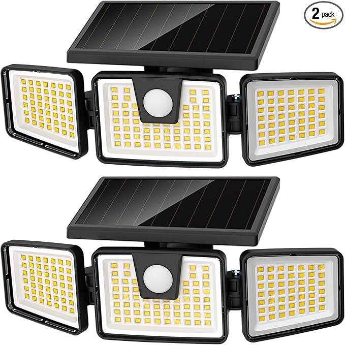 Solar Lights Outdoor, 2 Pack LED High Brightness Cordless Solar Motion Sensor Lights