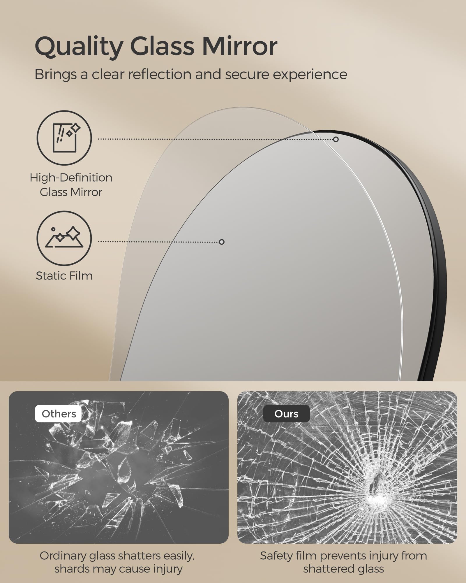 Full-Length Floor Mirror - 3-in-1 Modern Standing Design