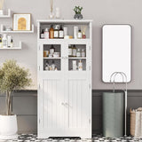 Bathroom Storage Cabinet, Bathroom Cabinet with Open Storage, Kitchen Pantry Cabinet with Doors, Bathroom Floor Cabinet, 23.6 x 11.8 x 50.4 Inches,