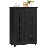 Storage Cabinet Floor Storage Organizer Wooden Cabinet with Drawer 2 Doors for Entryway