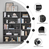 Farini Grey Bookshelf for Bedroom 5 Shelf Office Bookcase 60 Inches Tall Modern Wood Bookshelf for Living Room 5 Tier Wide Manga Bookshelf Library Bookcase