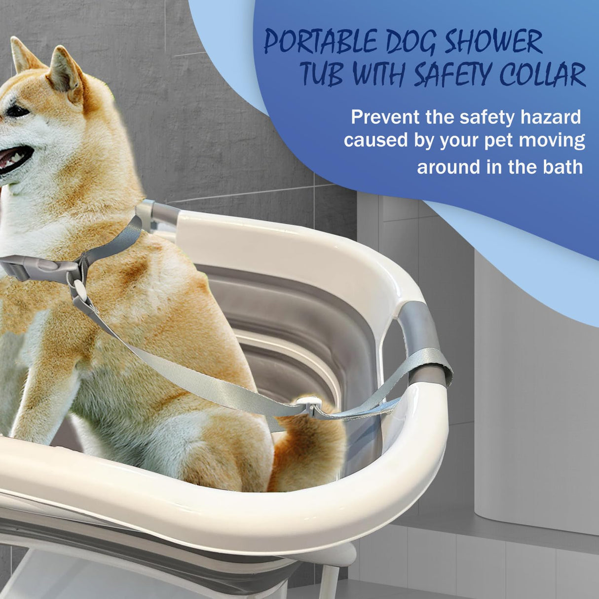 Portable Dog Bath Tub - Collapsible Elevated Pet Washing Station