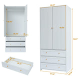 Wardrobe Closet Armoire, 71 "Wardrobe Armoire Wooden Closet with 4 Doors