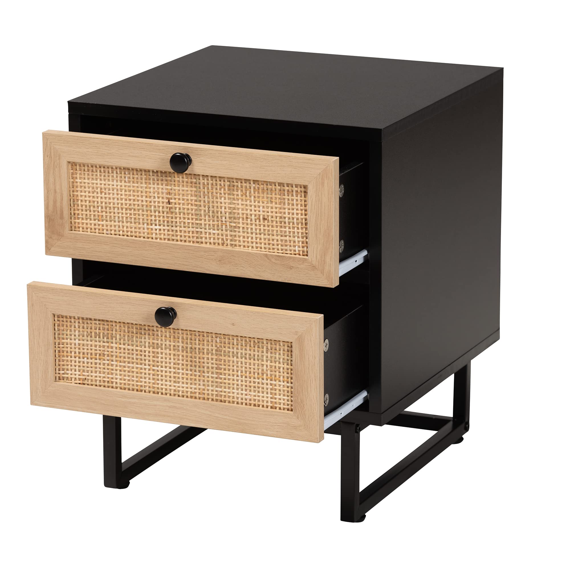 End Table, 2-Drawer, Espresso Brown/Black